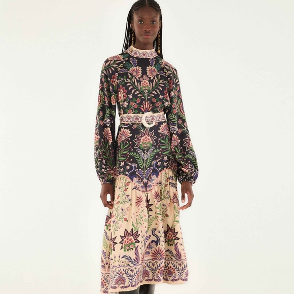 FARM Rio Dresses & Skirts - Farm Rio Marvelous Garden Black Midi Dress